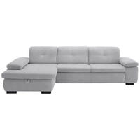 ECKSOFA in Flachgewebe Silberfarben  - Silberfarben/Schwarz, Design, Textil/Metall (174/297cm) - Beldomo Style