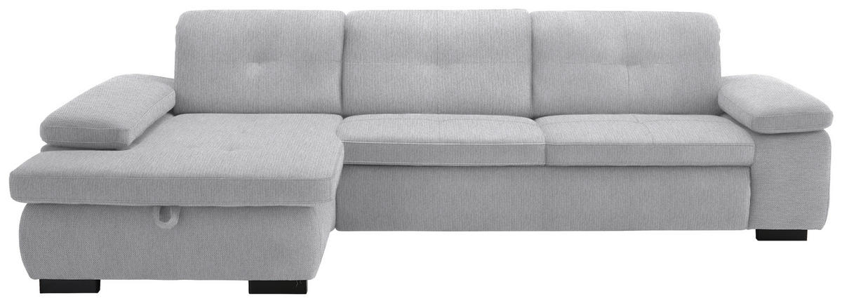 ECKSOFA in Flachgewebe Silberfarben  - Silberfarben/Schwarz, Design, Textil/Metall (174/297cm) - Beldomo Style