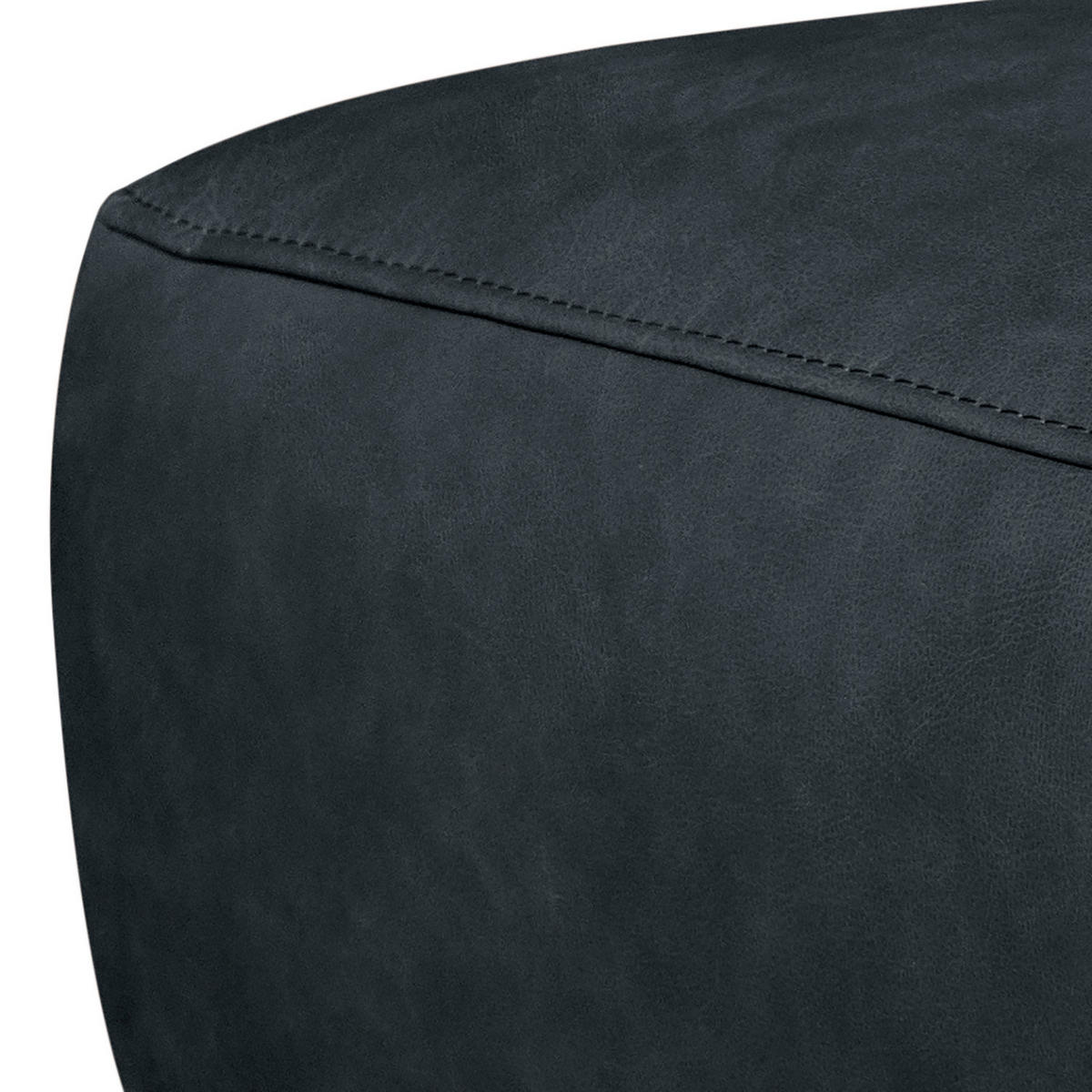 HOCKER in Leder Blau  - Blau/Schwarz, Design, Leder/Metall (95/46/80cm) - Livetastic
