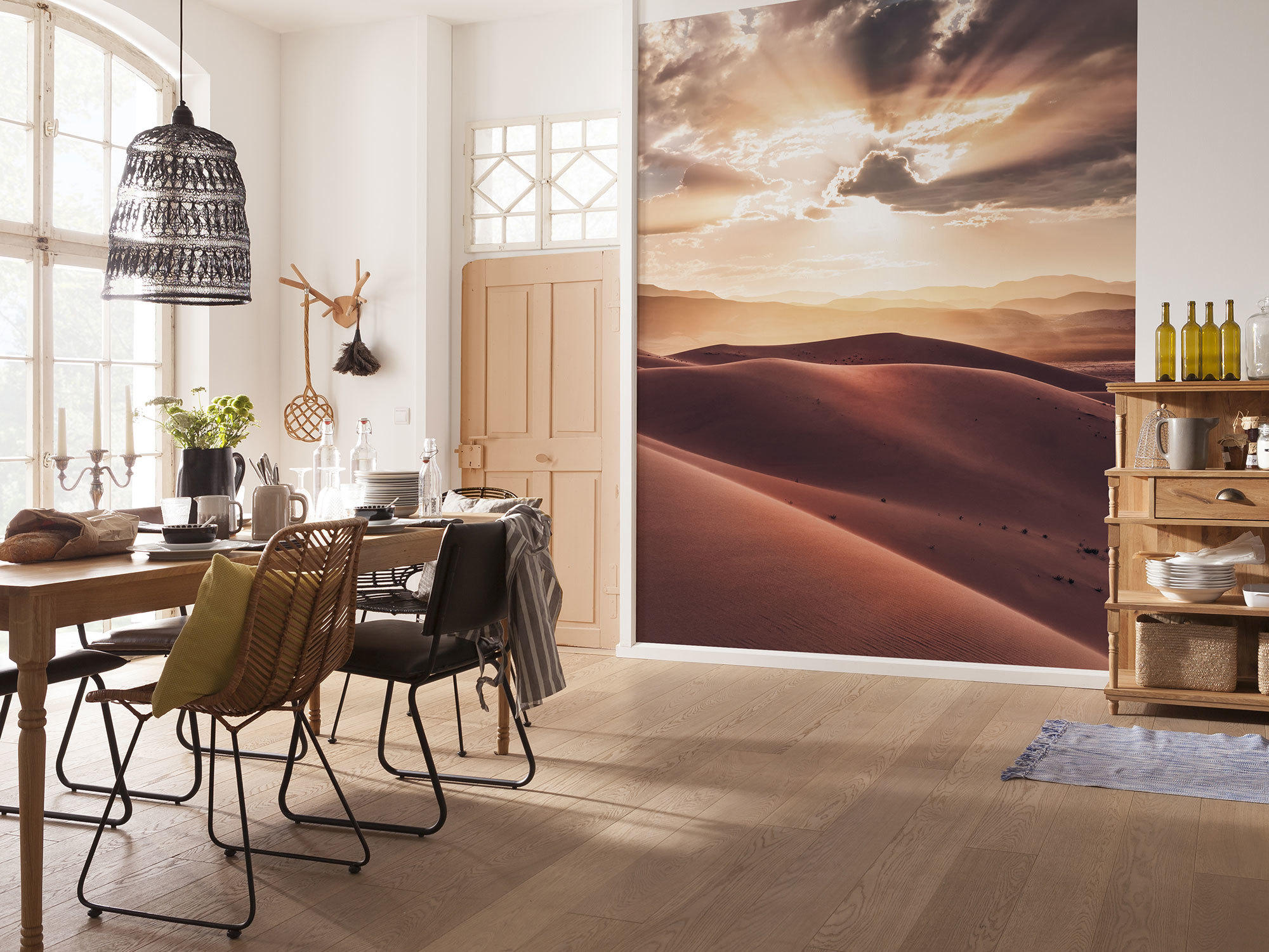 VLIESTAPETE God Rays  - Beige/Braun, Natur (200/250cm) - Komar