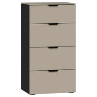 KOMMODE 45/87/43 cm Hellbraun, Schwarz  - Hellbraun/Schwarz, Design, Glas/Holzwerkstoff (45/87/43cm) - Jutzler