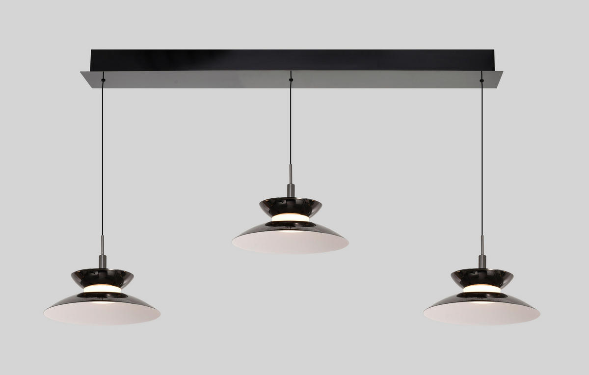 LED-HÄNGELEUCHTE Gubbio 94/150/22 cm  - Schwarzchrom, Design, Metall (94/150/22cm)