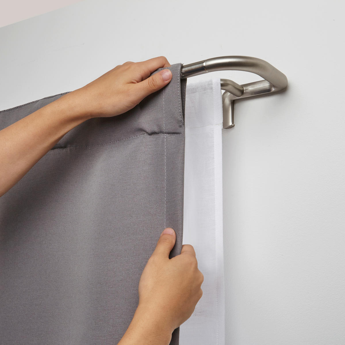 VORHANGSTANGE  122 cm  - Nickelfarben, KONVENTIONELL, Metall (122cm) - Umbra