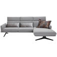 ECKSOFA in Flachgewebe Hellgrau  - Hellgrau/Schwarz, Design, Textil/Metall (259/152cm) - Dieter Knoll