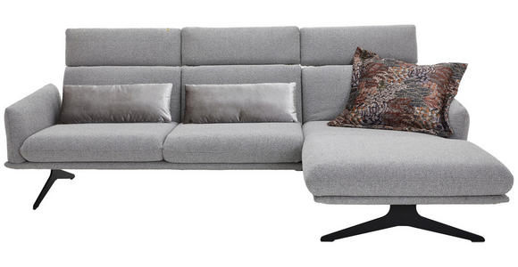 ECKSOFA in Flachgewebe Hellgrau  - Hellgrau/Schwarz, Design, Textil/Metall (259/152cm) - Dieter Knoll