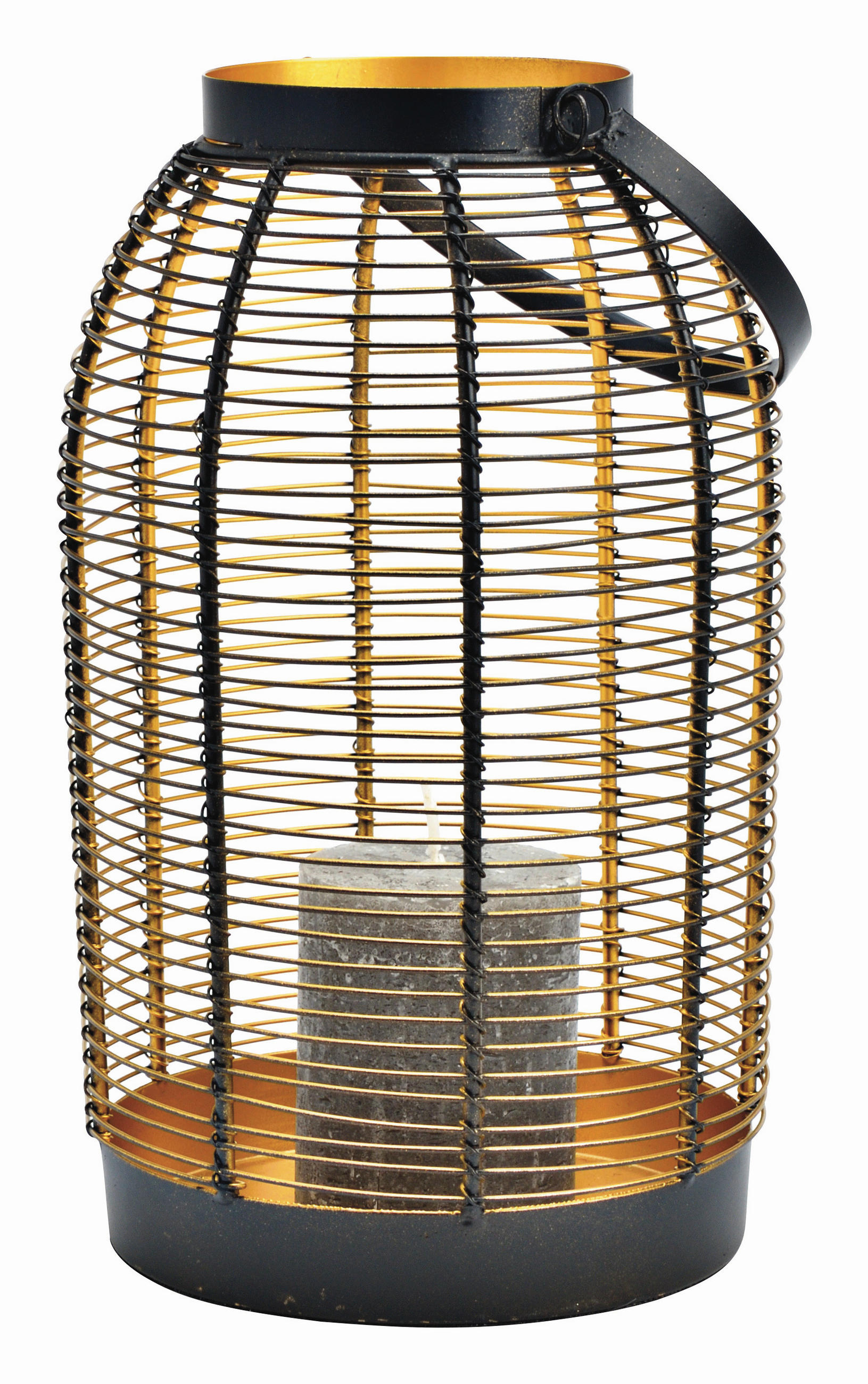 LATERNE - Goldfarben/Schwarz, Basics, Metall (16/28/16cm)