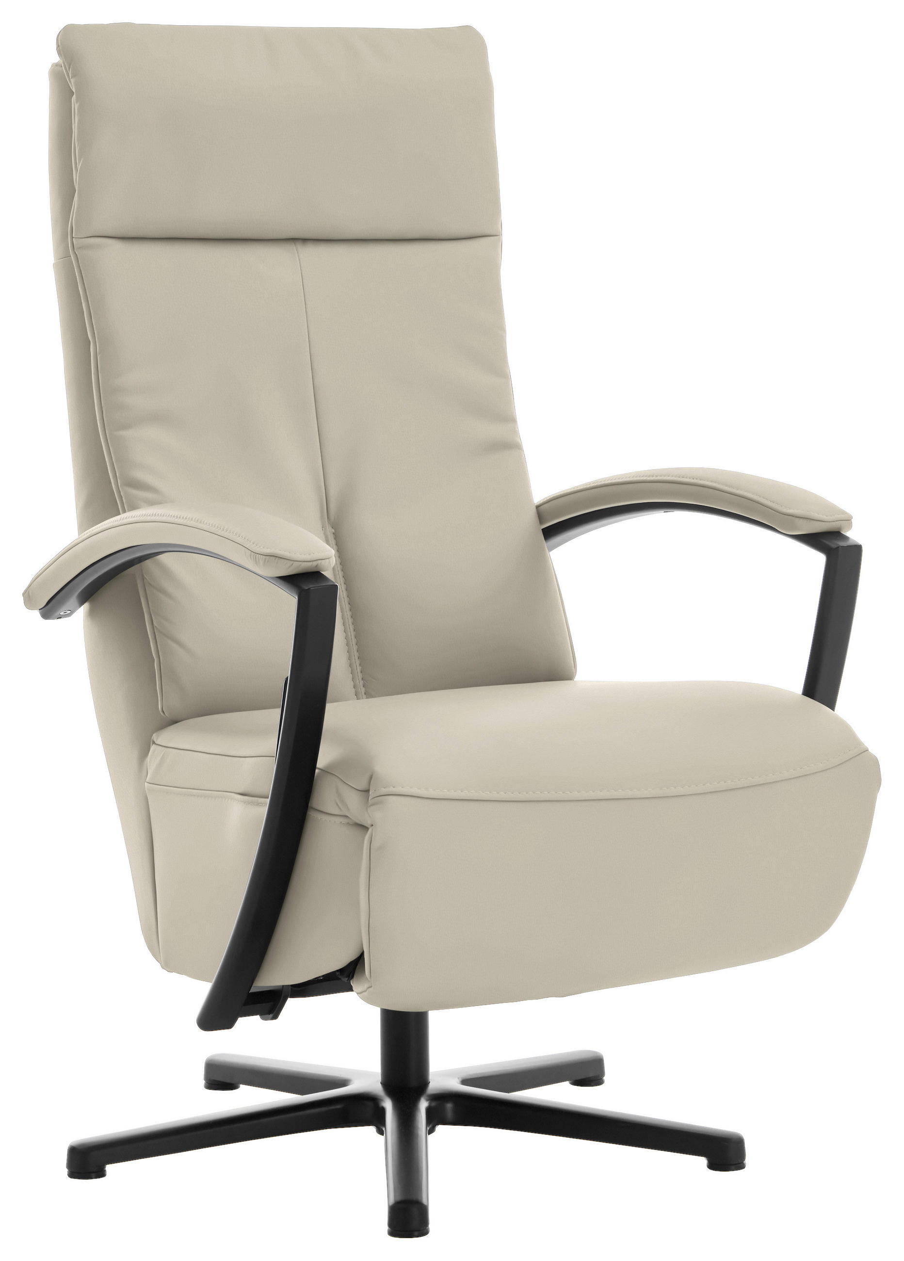 RELAXSESSEL in Leder Ecru  - Ecru/Schwarz, Design, Leder/Metall (76/112/83cm) - Beldomo Speed