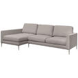 ECKSOFA Taupe Chenille  - Taupe/Silberfarben, KONVENTIONELL, Textil/Metall (143/284cm) - Carryhome