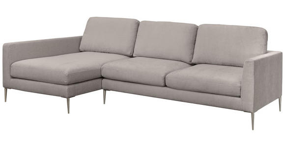 ECKSOFA Taupe Chenille  - Taupe/Silberfarben, KONVENTIONELL, Textil/Metall (143/284cm) - Carryhome