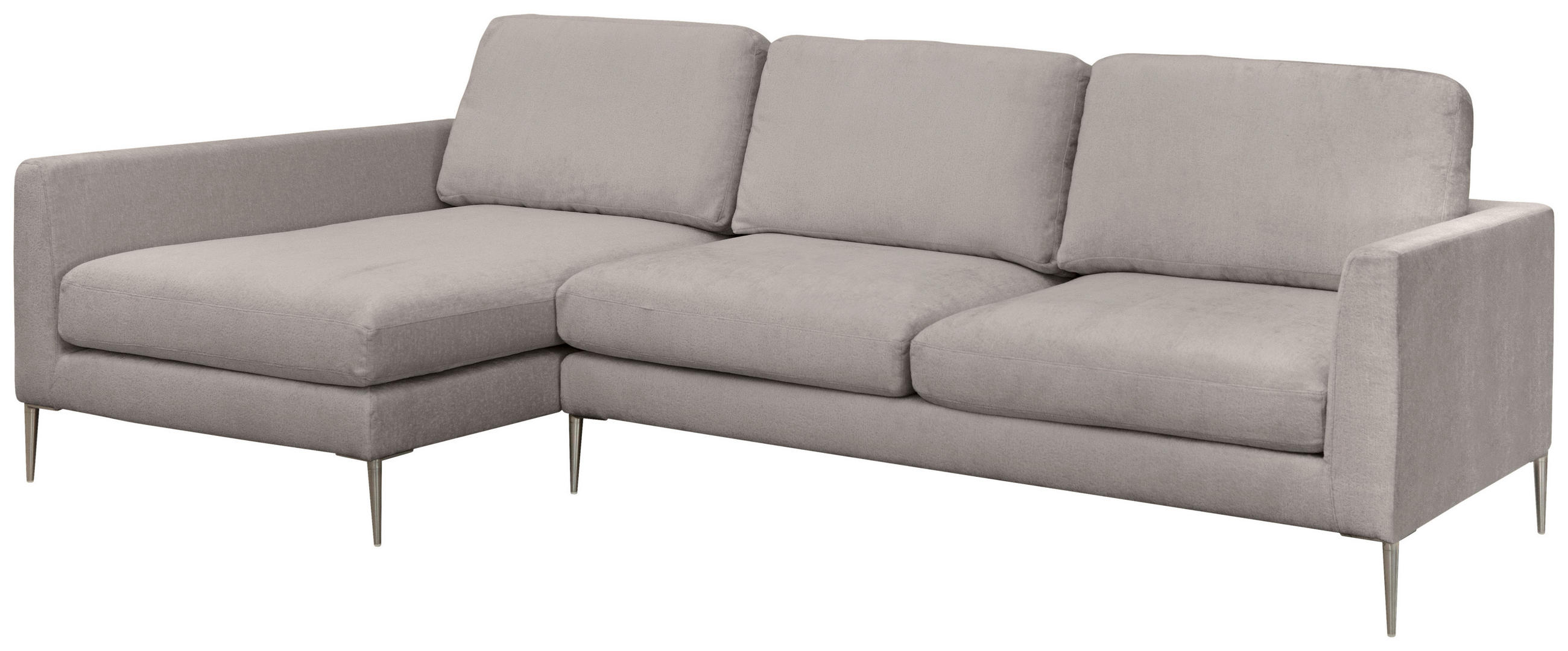 ECKSOFA Taupe Chenille  - Taupe/Silberfarben, KONVENTIONELL, Textil/Metall (143/284cm) - Carryhome