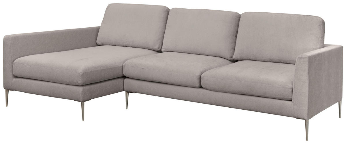 ECKSOFA Taupe Chenille  - Taupe/Silberfarben, KONVENTIONELL, Textil/Metall (143/284cm) - Carryhome