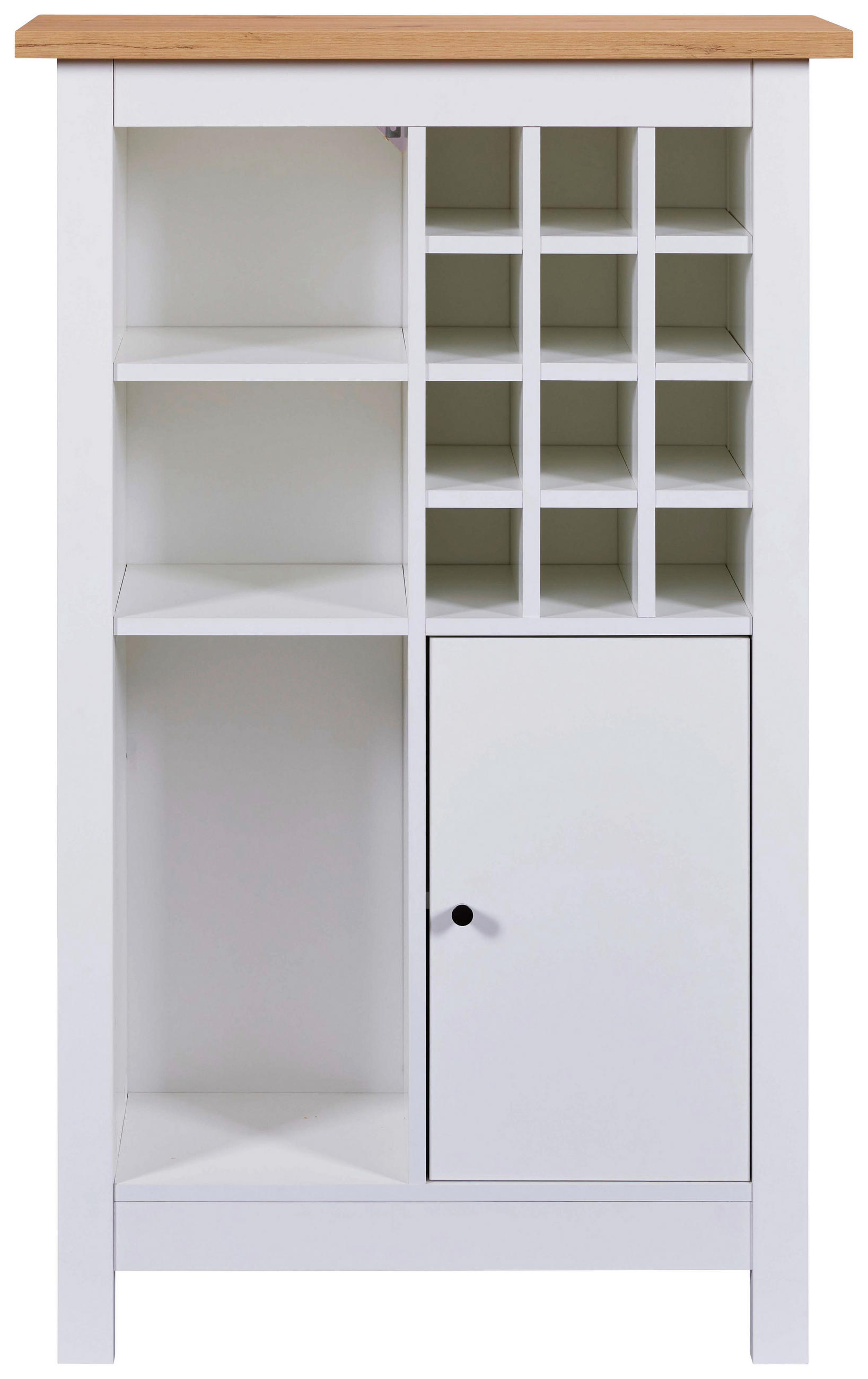 home24 Weinschrank Julina Weiß, Eiche Artisan 76.8x124.4x33 cm