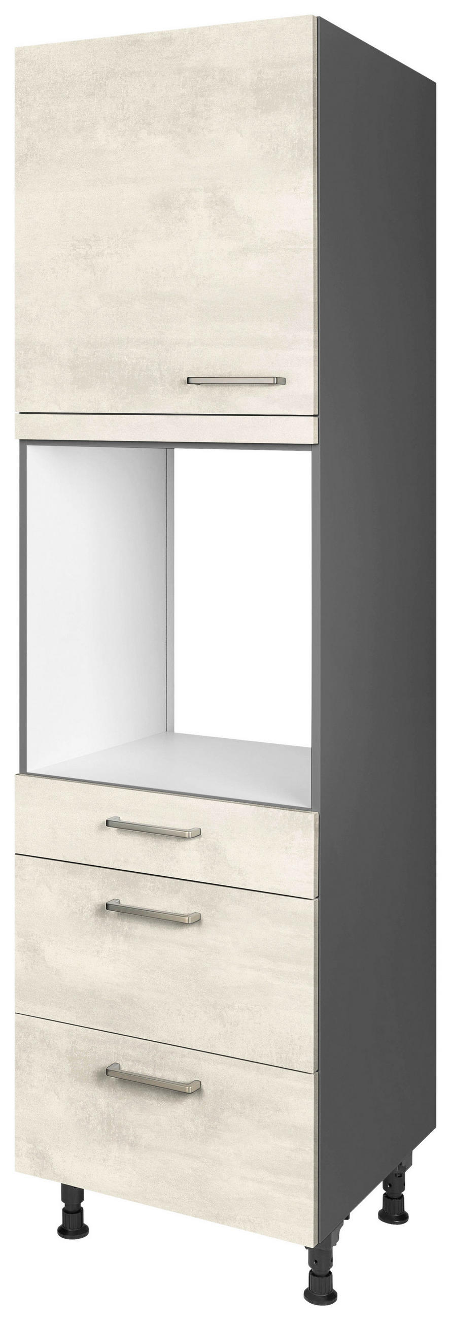 GERÄTEUMBAUSCHRANK 60/216,6/58 cm  in Weiß  - Schieferfarben/Edelstahlfarben, MODERN, Holzwerkstoff/Metall (60/216,6/58cm) - Nobilia