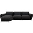 ECKSOFA  in Chenille Schwarz  190/340 cm  - Schwarz, Design, Kunststoff/Textil (190/340cm) - Belluti