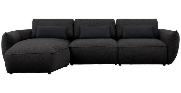 ECKSOFA  in Chenille Schwarz  190/340 cm  - Schwarz, Design, Kunststoff/Textil (190/340cm) - Belluti