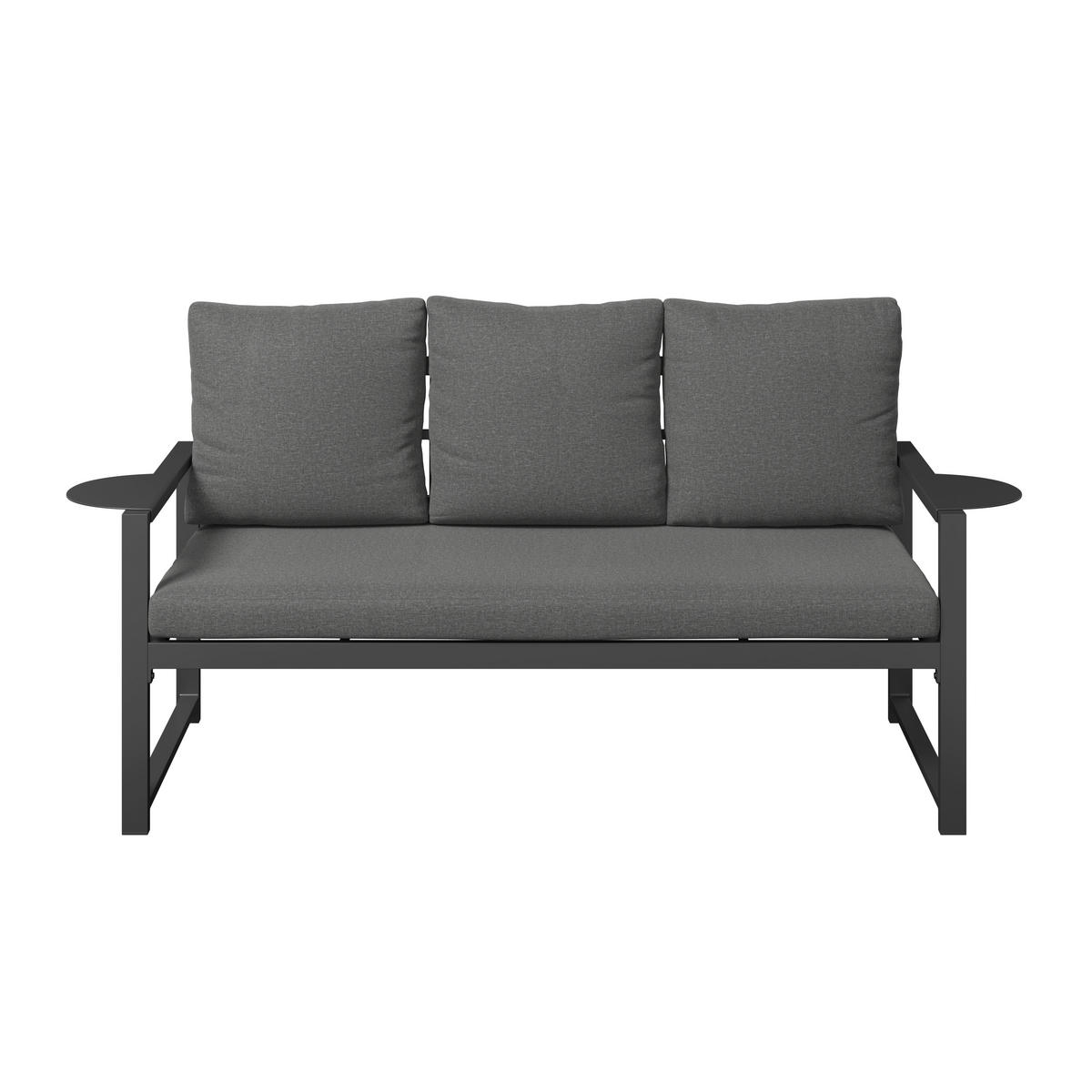 LOUNGEGARNITUR 2-teilig   191,5/81/67 cm Stahl  - Dunkelgrau, MODERN, Textil/Metall (191,5/81/67cm) - Ambia Garden