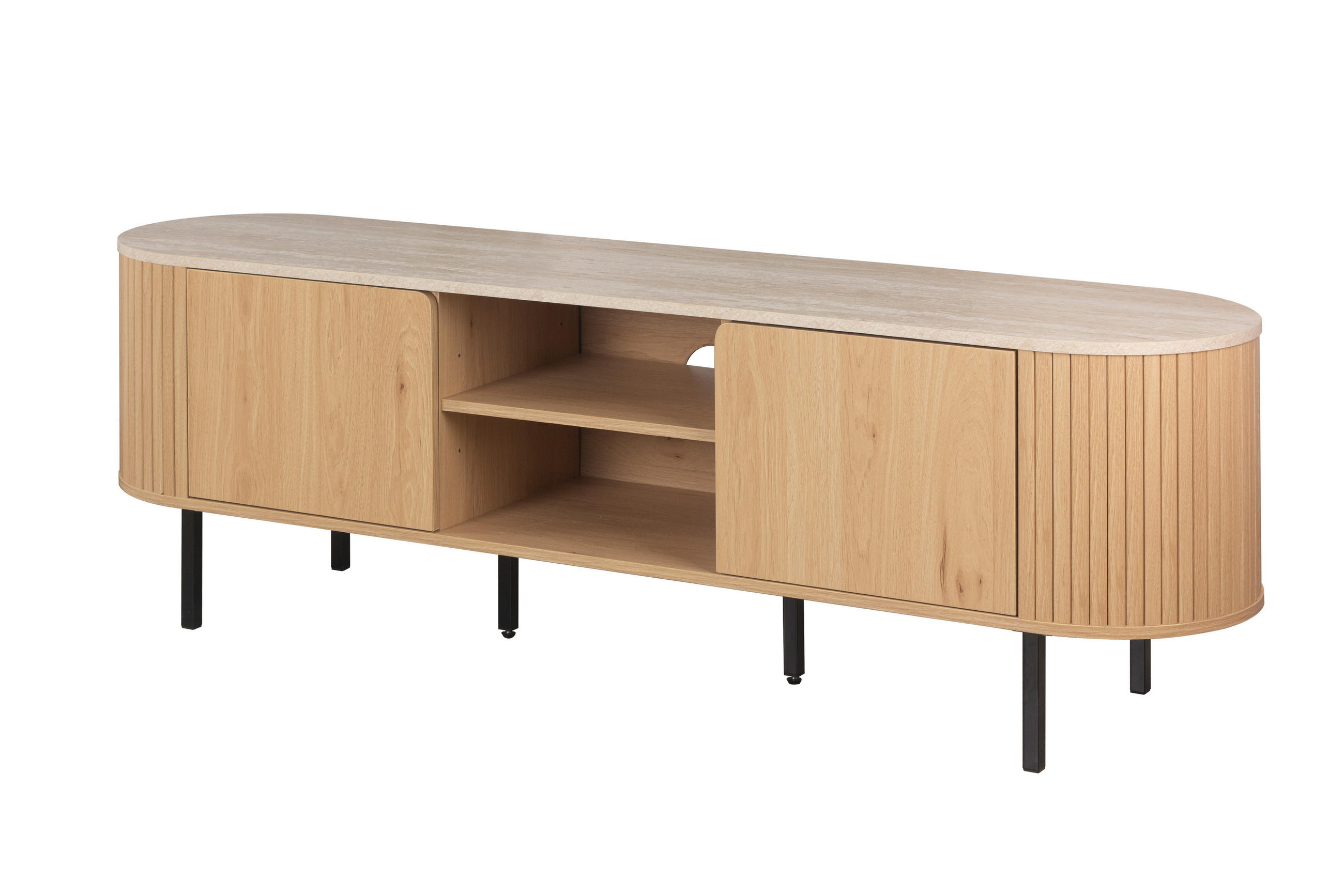 LOWBOARD  160/52/40 cm  stehend  - Eichefarben/Schwarz, Design, Holzwerkstoff/Metall (160/52/40cm) - MID.YOU