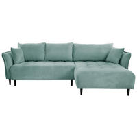 ECKSOFA in Chenille Mintgrün  - Schwarz/Mintgrün, Konventionell, Holz/Textil (290/160cm) - MID.YOU