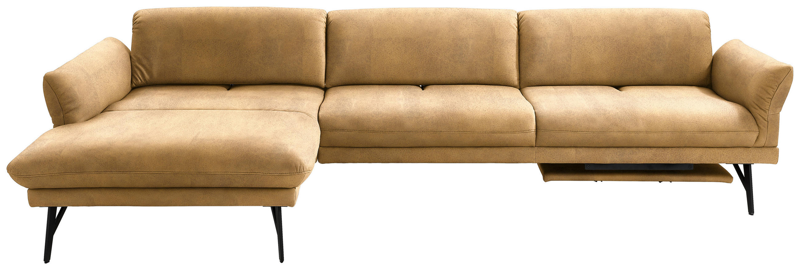 ECKSOFA in Echtleder Currygelb  - Currygelb/Anthrazit, Design, Leder/Metall (173/308cm) - Joop!