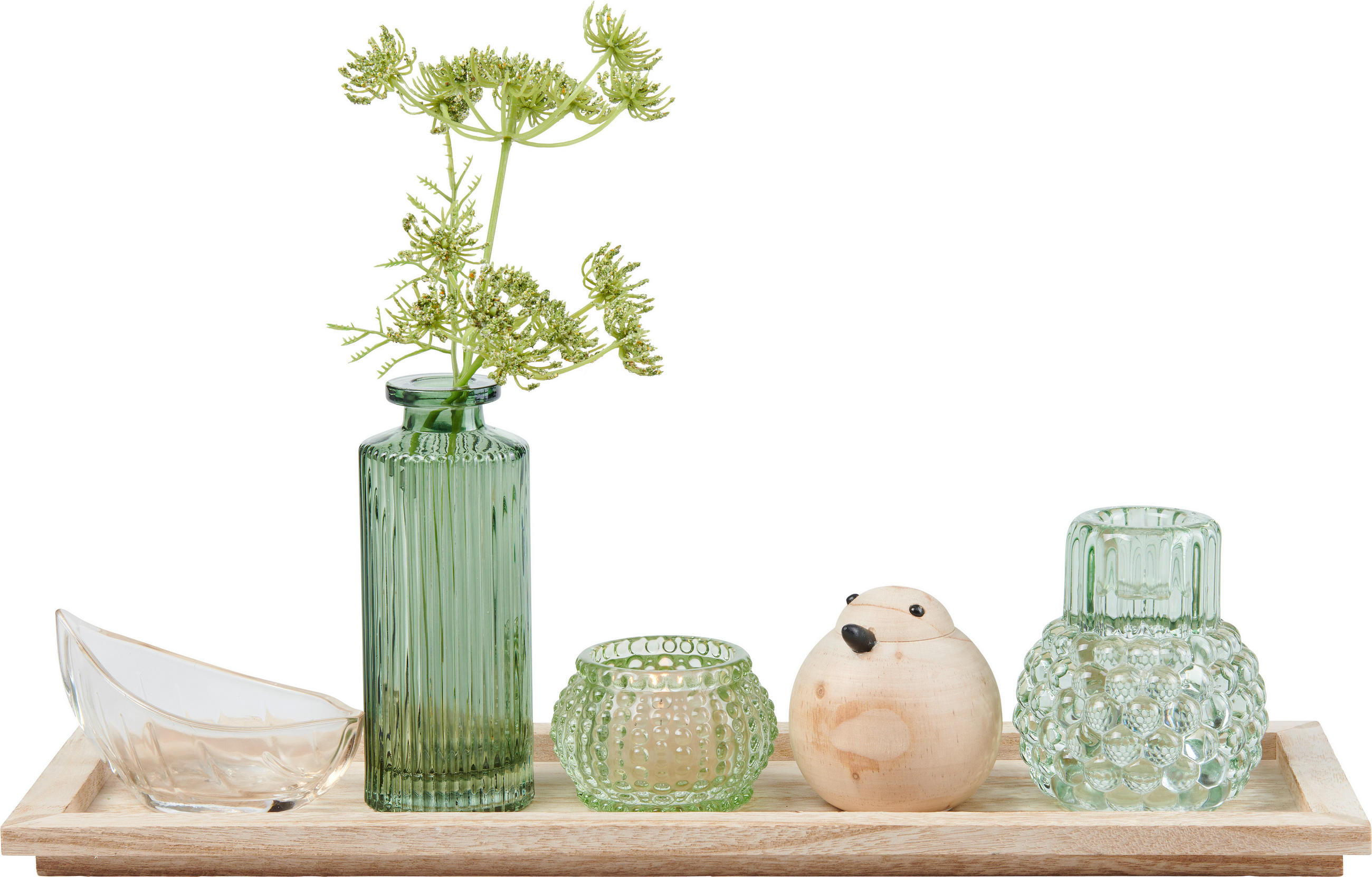 TEELICHTHALTER-SET - Multicolor, LIFESTYLE, Glas/Holz (40/12,5/14cm) - Ambia Home