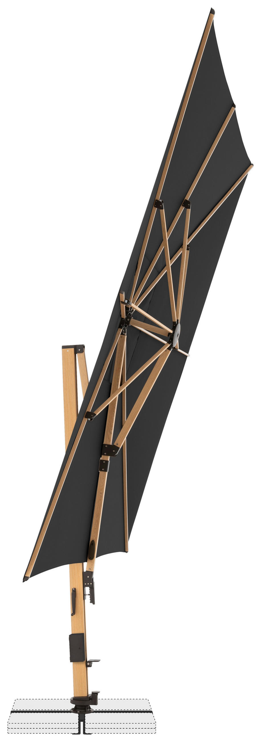 AMPELSCHIRM 400x300 cm  - Eichefarben/Anthrazit, Basics, Textil/Metall (400/300cm) - Doppler