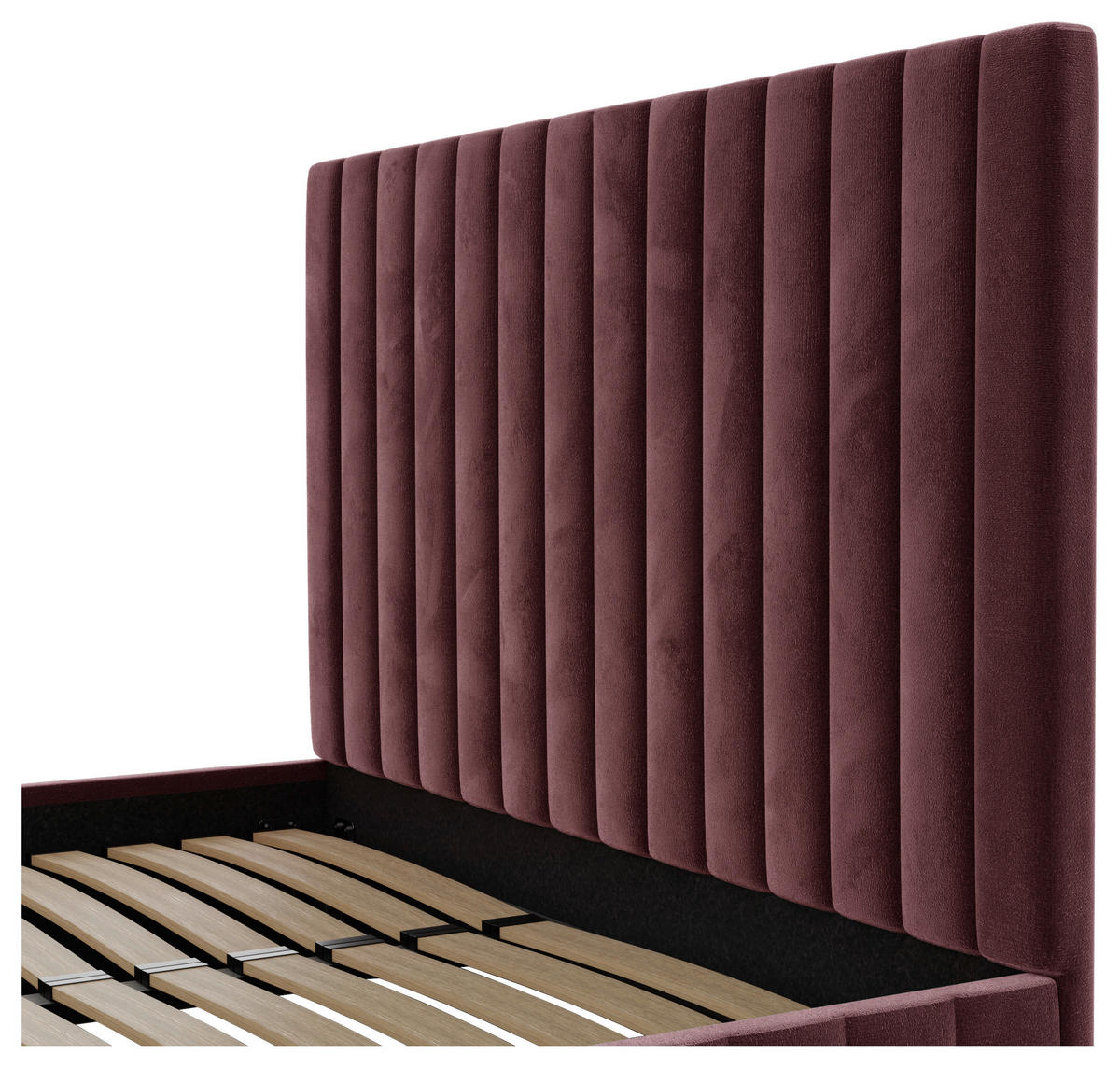 POLSTERBETT Lattenrost, Bettkasten 140/200 cm  in Bordeaux  - Bordeaux/Schwarz, Design, Holz/Textil (140/200cm) - Boxxx