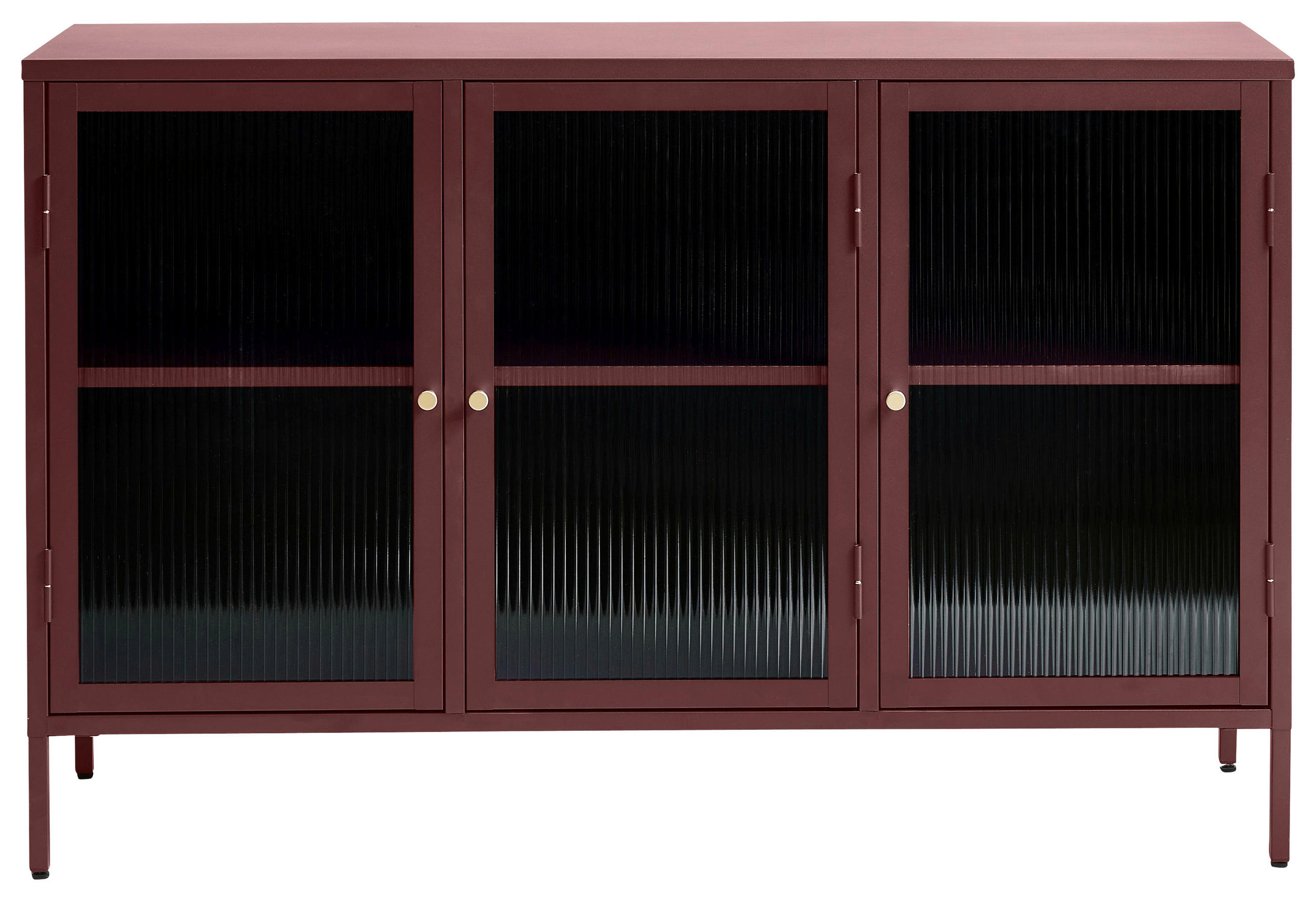 SIDEBOARD Goldfarben, Weinrot  132/85/40 cm  - Weinrot/Goldfarben, Design, Glas/Metall (132/85/40cm) - Lomoco