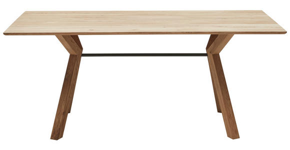 ESSTISCH Asteiche massiv rechteckig Schwarz, Eichefarben  - Eichefarben/Schwarz, Design, Holz/Metall (180/90/75cm) - Dieter Knoll