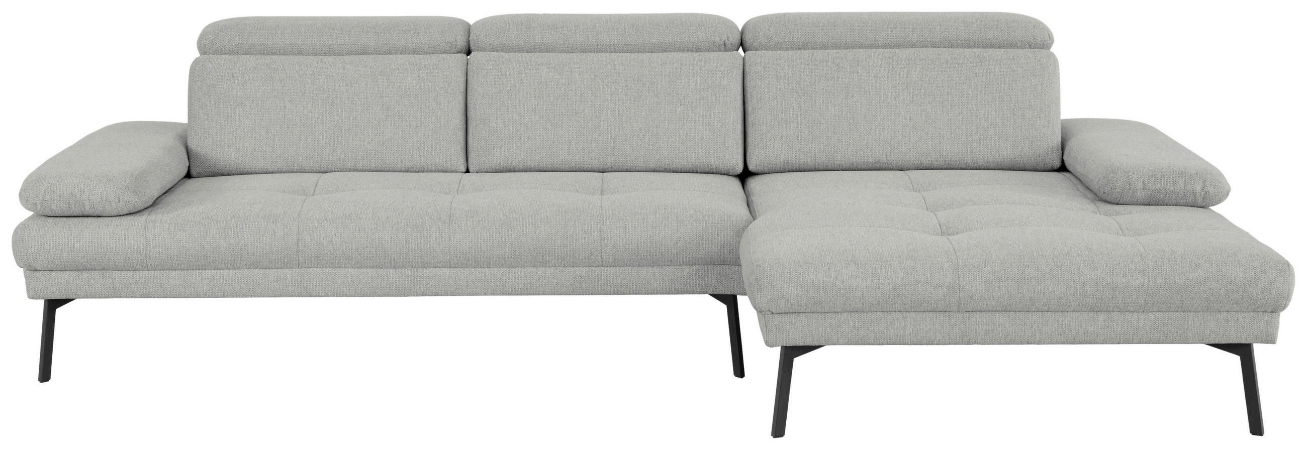 ECKSOFA in Webstoff Hellgrau  - Hellgrau/Schwarz, Design, Textil/Metall (296/188cm) - Livetastic