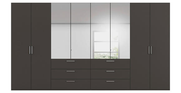 DREHTÜRENSCHRANK 400/235/61 cm,  in Graphitfarben, 8-türig  - Chromfarben/Edelstahlfarben, Basics, Glas/Holzwerkstoff (400/235/61cm) - Novel