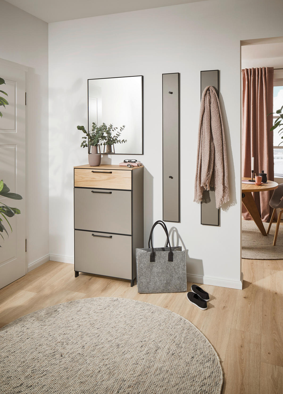 MEUBLE À CHAUSSURES ABATTANT  in 60/107/31 cm  - Fango/Eichefarben, Design, Holzwerkstoff/Metall (60/107/31cm) - Dieter Knoll