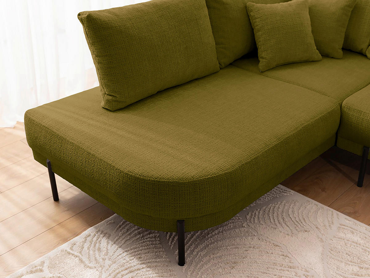 ECKSOFA Mauris Grün Chenille Rückenkissen  - Schwarz/Grün, Design, Kunststoff/Textil (200/233cm) - Livetastic