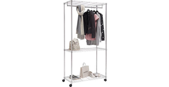 KLEIDERWAGEN in Chromfarben 90/187/45 cm - Chromfarben, Design, Metall (90/187/45cm) - Carryhome