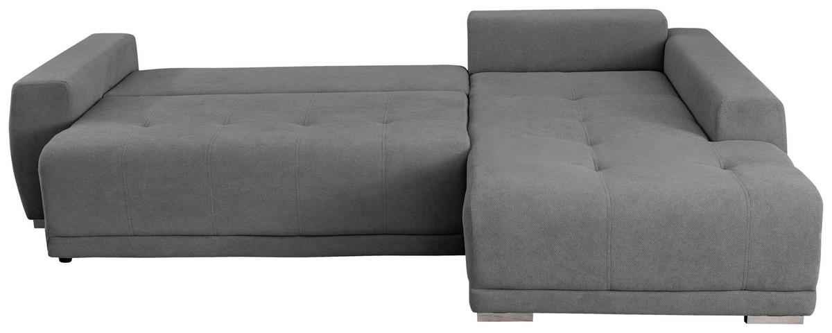 ECKSOFA in Flachgewebe Dunkelgrau  280/204 cm  - Dunkelgrau/Silberfarben, Design, Kunststoff/Textil (280/204cm) - MID.YOU