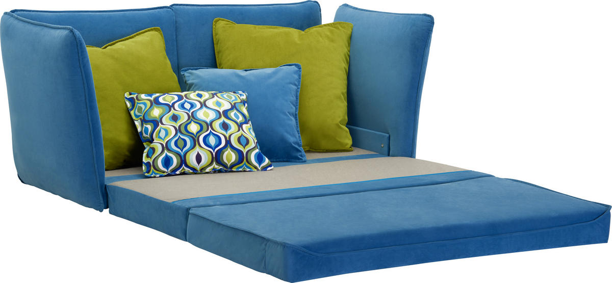 JUGEND- UND KINDERSOFA Mikrofaser Blau, Grün  - Blau/Schwarz, Design, Kunststoff/Textil (145/63-77/75cm) - Livetastic