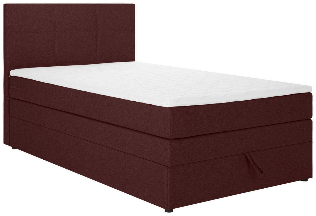 BOXSPRINGBETT 90/200 cm,  in Dunkelrot  - Schwarz/Dunkelrot, Design, Kunststoff/Textil (90/200cm) - Welnova