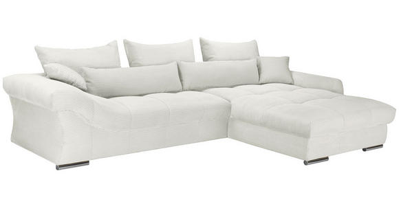 ECKSOFA Creme Cord  - Chromfarben/Creme, KONVENTIONELL, Textil/Metall (335/225cm) - Carryhome