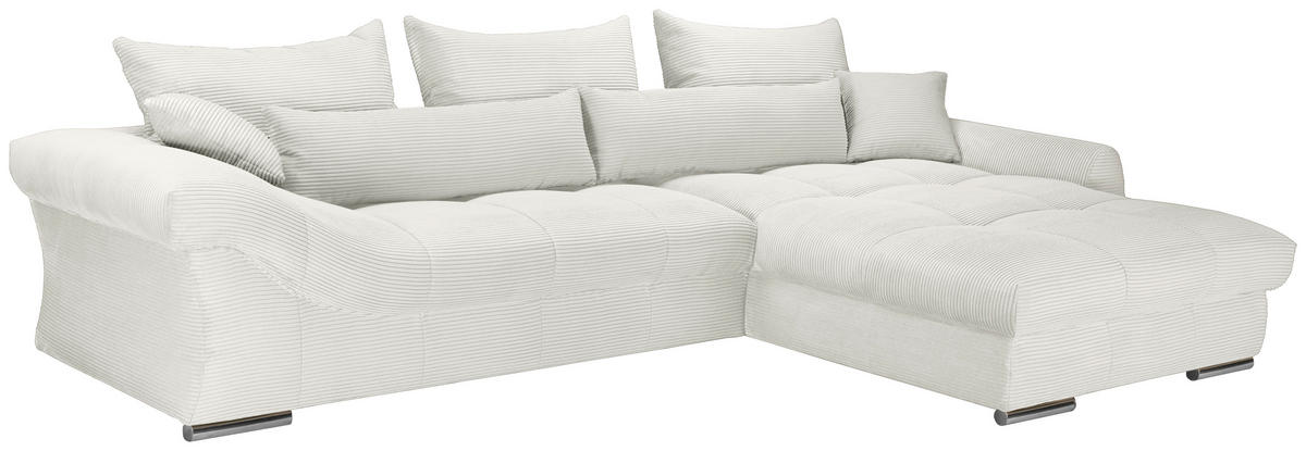 ECKSOFA Creme Cord  - Chromfarben/Creme, KONVENTIONELL, Textil/Metall (335/225cm) - Carryhome