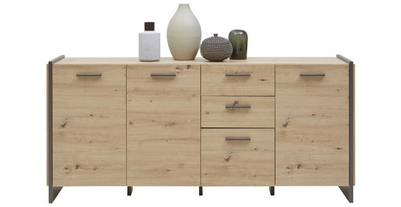 SIDEBOARD 187/86/41 cm  in Eiche Artisan  - Eiche Artisan/Grau, Design, Holzwerkstoff/Kunststoff (187/86/41cm) - Hom`in