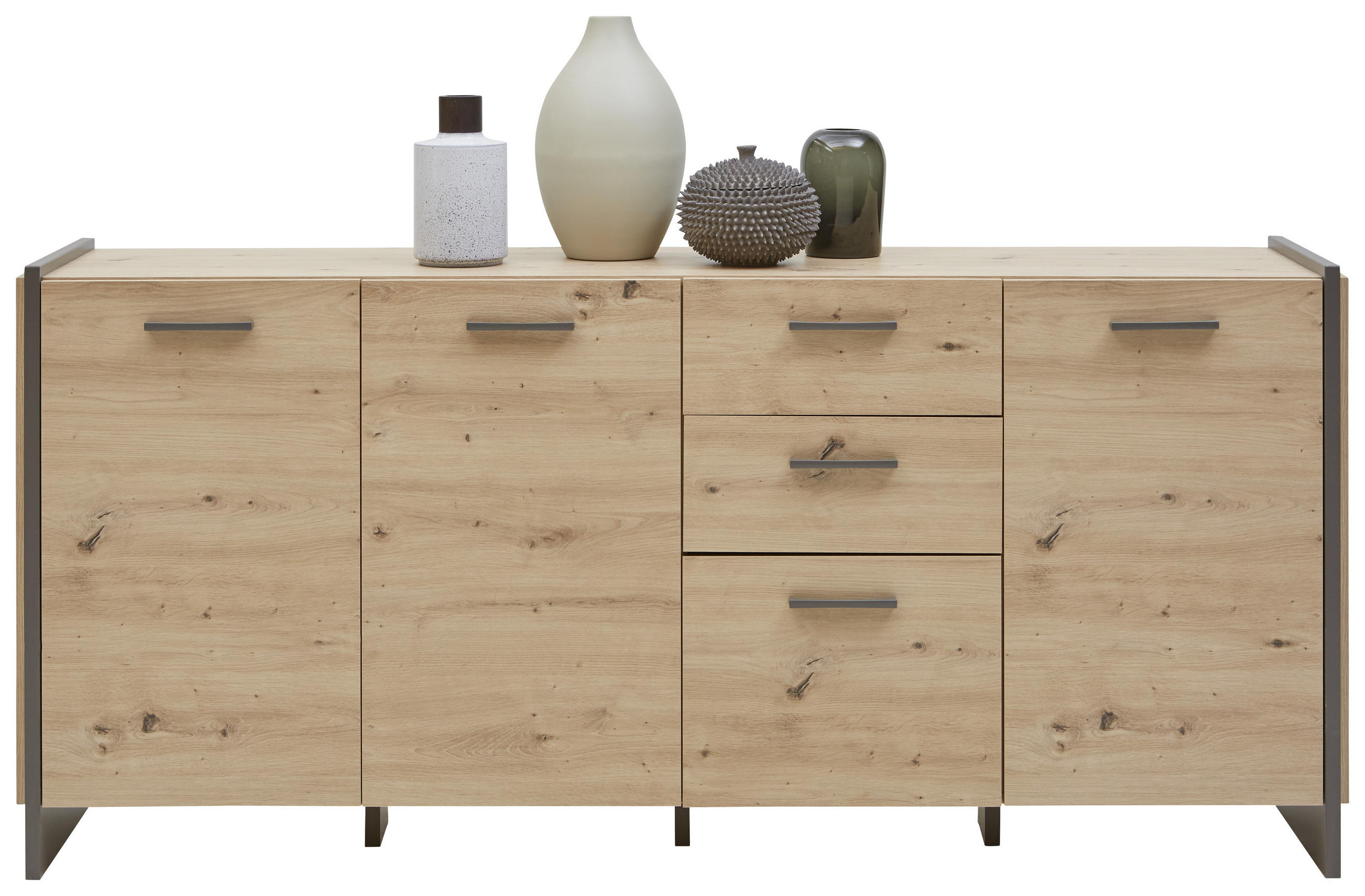 SIDEBOARD Eiche Artisan  - Eiche Artisan/Grau, Design, Holzwerkstoff/Kunststoff (187/86/41cm) - Hom`in
