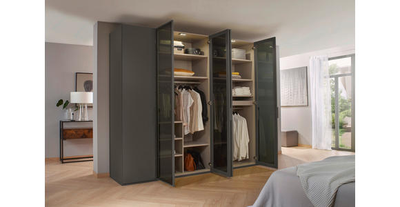 DREHTÜRENSCHRANK 301/235/60 cm 6-türig Graphitfarben - Graphitfarben/Grau, Trend, Glas/Holzwerkstoff (301/235/60cm) - Novel