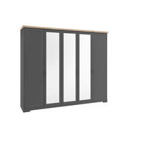 DREHTÜRENSCHRANK 264/220/64 cm,  in Graphitfarben, Eiche Artisan, 5-türig  - Graphitfarben/Eiche Artisan, LIFESTYLE, Glas/Holzwerkstoff (264/220/64cm) - Ti'me