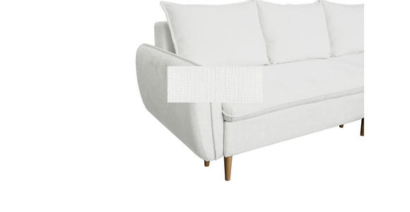 ECKSOFA Weiß Chenille Rückenkissen, Bettkasten, Schlaffunktion, Rücken echt, Liegefläche im Originalstoff  - Buchefarben/Weiß, KONVENTIONELL, Holz/Textil (244/163cm) - Carryhome