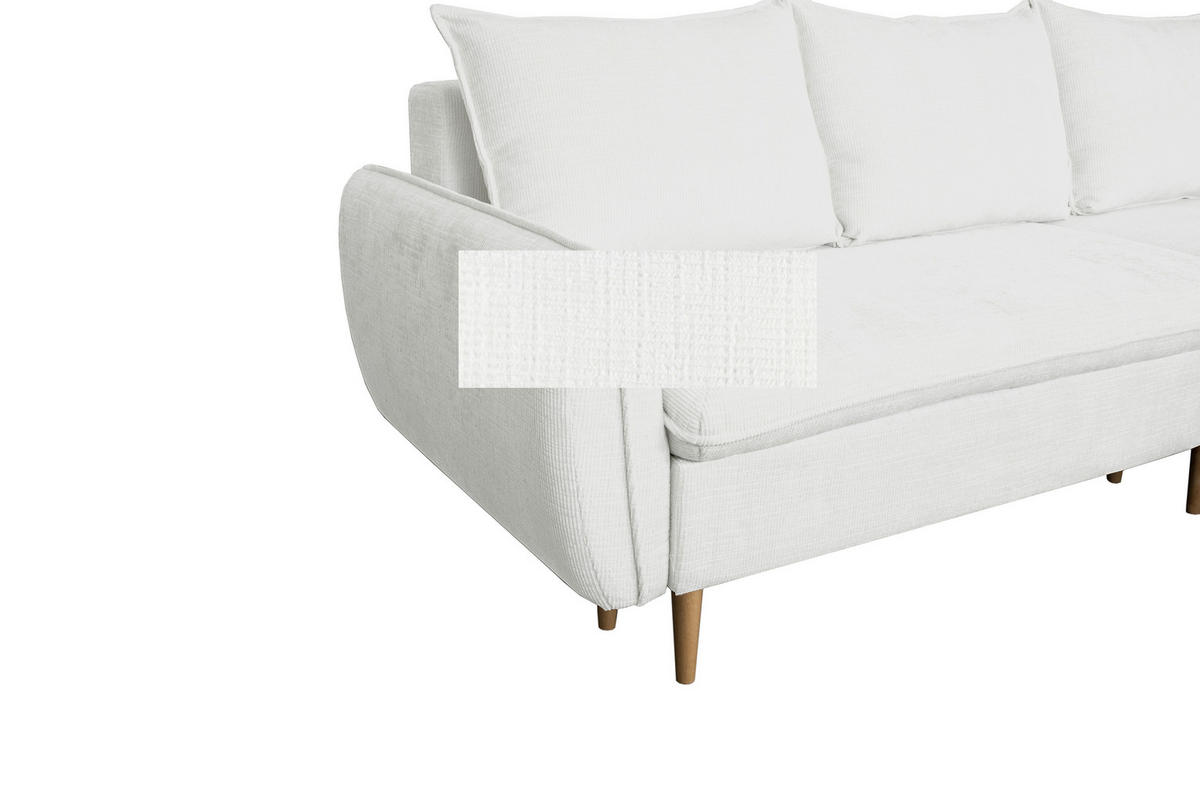 ECKSOFA Weiß Chenille  - Buchefarben/Weiß, KONVENTIONELL, Holz/Textil (244/163cm) - Carryhome