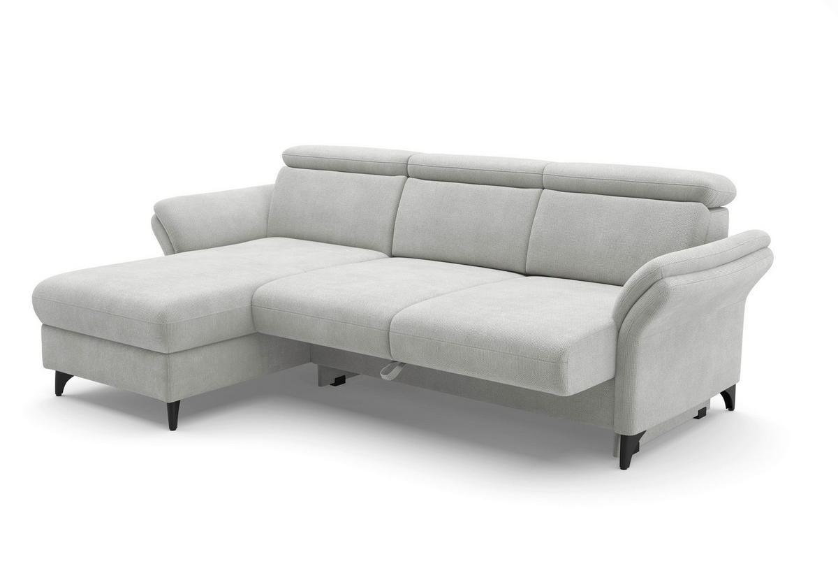 ECKSOFA GLENDALE E Silberfarben Flachgewebe  - Silberfarben/Schwarz, KONVENTIONELL, Textil/Metall (166/253cm) - Sit & More