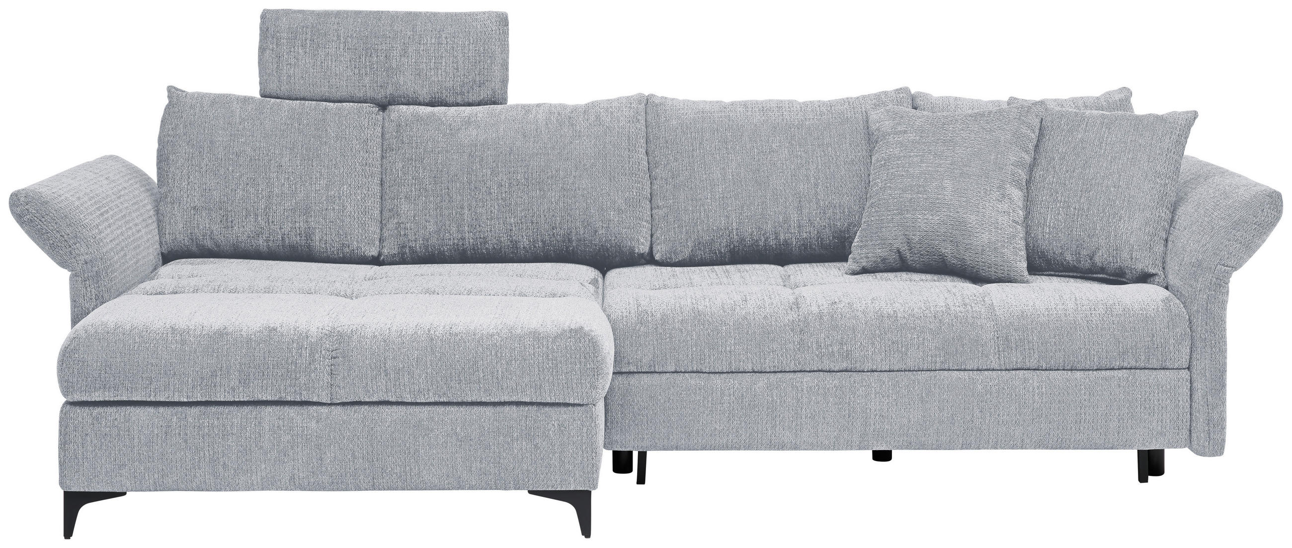 ECKSOFA Chenille  - Schwarz, KONVENTIONELL, Textil/Metall (291/153cm) - Hom`in