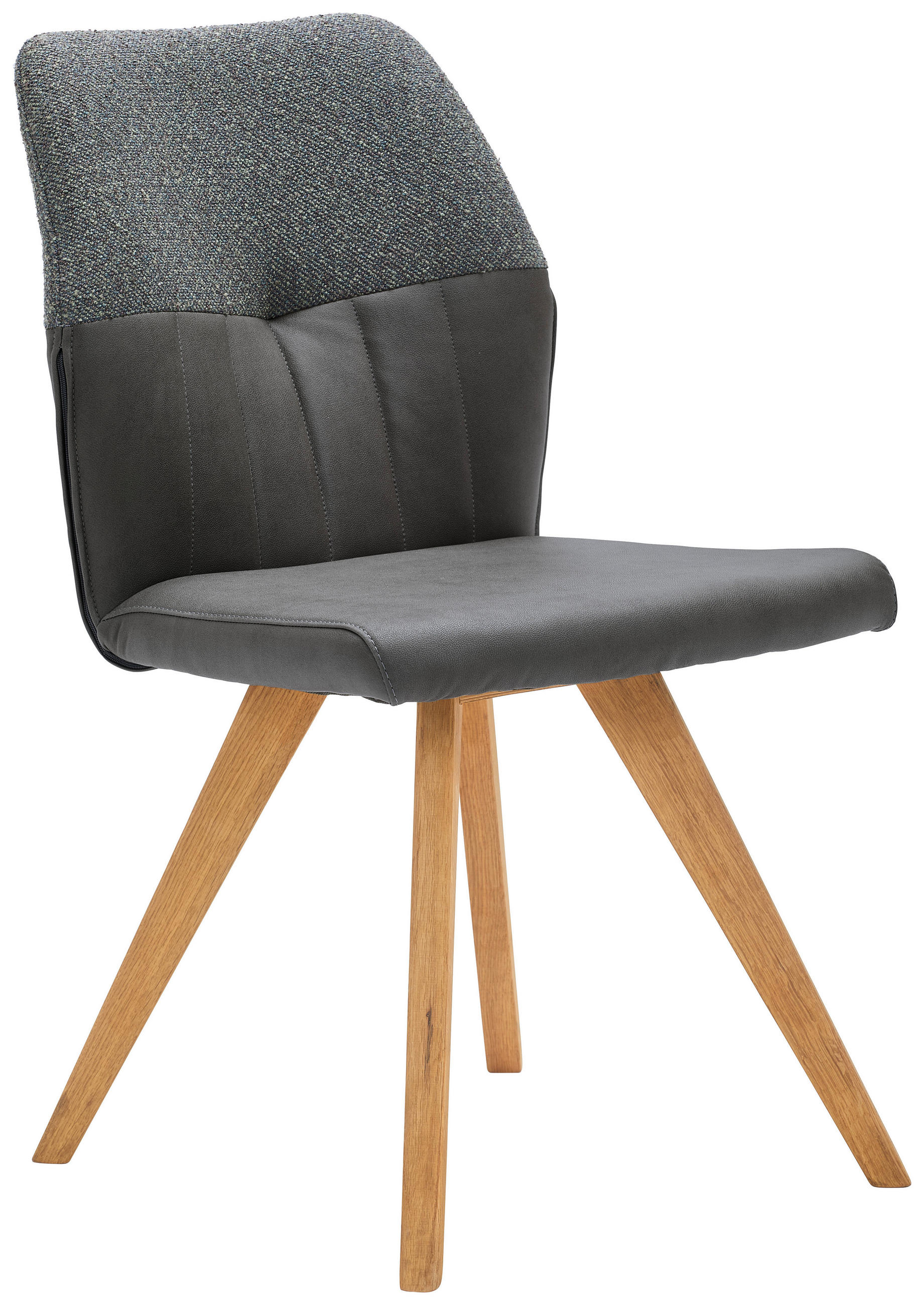 STUHL  in Lederlook, Webstoff  - Wildeiche/Anthrazit, Konventionell, Holz/Textil (49,5/87/62,5cm) - Valdera