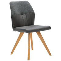 STUHL  in Lederlook, Webstoff  - Wildeiche/Anthrazit, Konventionell, Holz/Textil (49,5/87/62,5cm) - Valdera