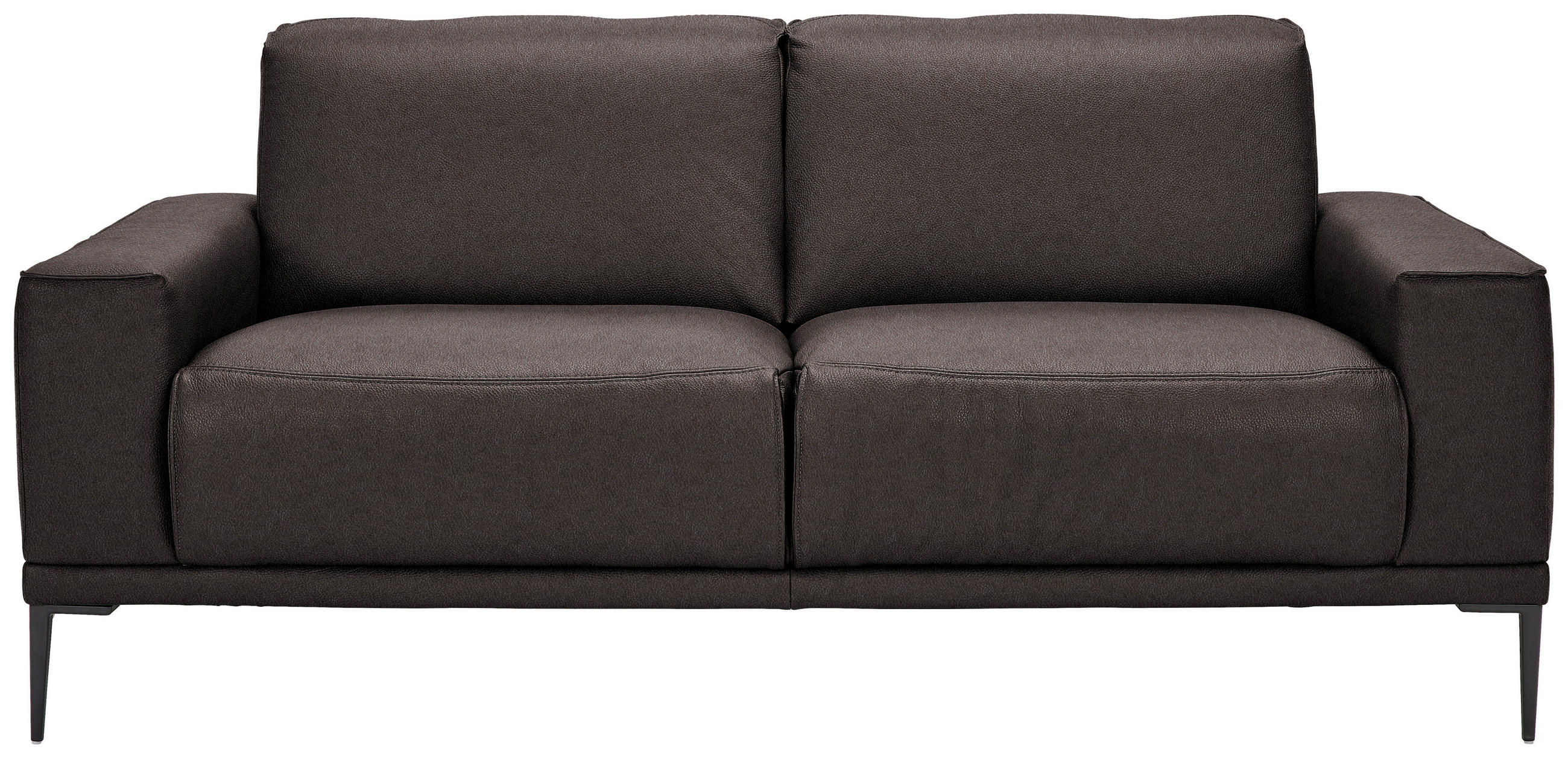 2-SITZER-SOFA in Echtleder Dunkelbraun  - Dunkelbraun/Schwarz, Design, Leder/Metall (180/82/92cm) - Johann Jakob