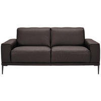 2-SITZER-SOFA in Echtleder Dunkelbraun  - Dunkelbraun/Schwarz, Design, Leder/Metall (180/82/92cm) - Johann Jakob